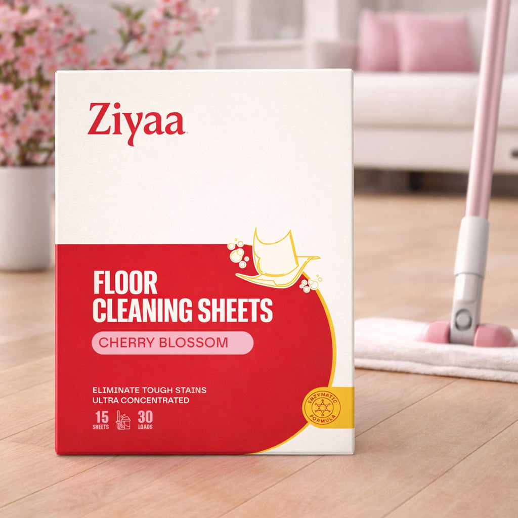 Ziyaa Floor Cleaning Sheets with Mop & Wooden Floorboards
